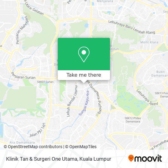 Peta Klinik Tan & Surgeri One Utama