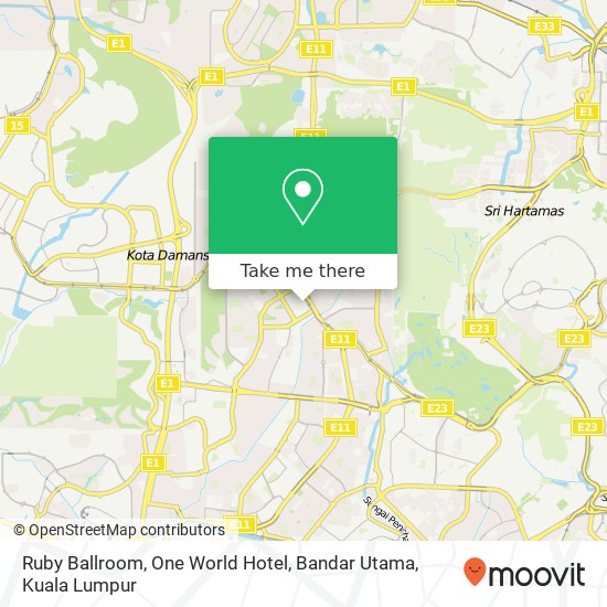 Peta Ruby Ballroom, One World Hotel, Bandar Utama