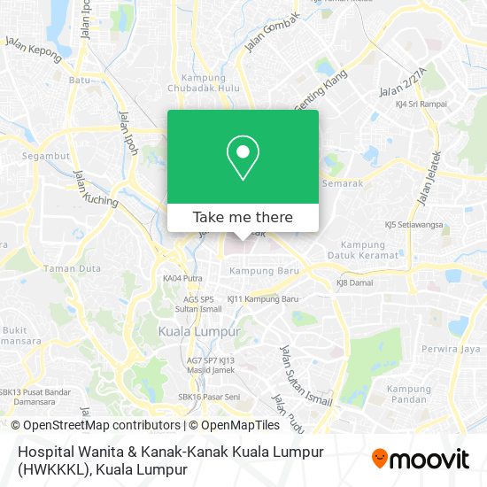 Peta Hospital Wanita & Kanak-Kanak Kuala Lumpur (HWKKKL)