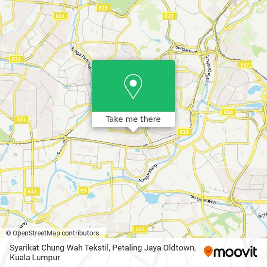 Peta Syarikat Chung Wah Tekstil, Petaling Jaya Oldtown