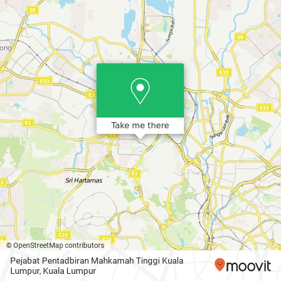 Pejabat Pentadbiran Mahkamah Tinggi Kuala Lumpur map
