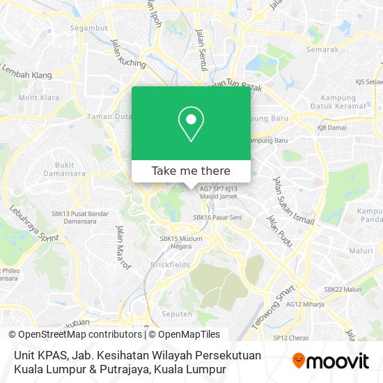 Peta Unit KPAS, Jab. Kesihatan Wilayah Persekutuan Kuala Lumpur & Putrajaya