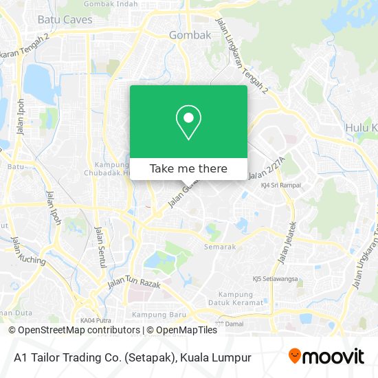 Peta A1 Tailor Trading Co. (Setapak)