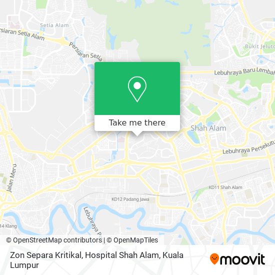 Zon Separa Kritikal, Hospital Shah Alam map