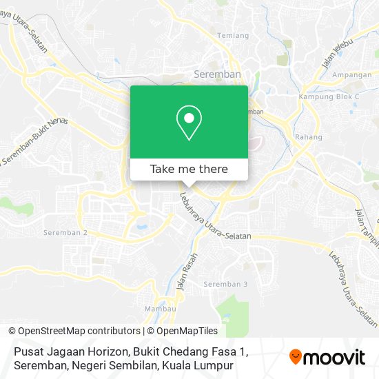 Peta Pusat Jagaan Horizon, Bukit Chedang Fasa 1, Seremban, Negeri Sembilan