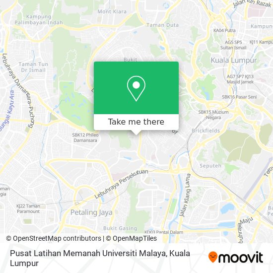 Peta Pusat Latihan Memanah Universiti Malaya