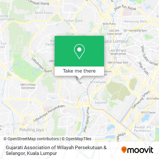 Peta Gujarati Association of Wilayah Persekutuan & Selangor