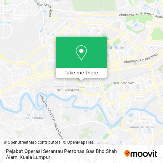 Peta Pejabat Operasi Serantau Petronas Gas Bhd Shah Alam