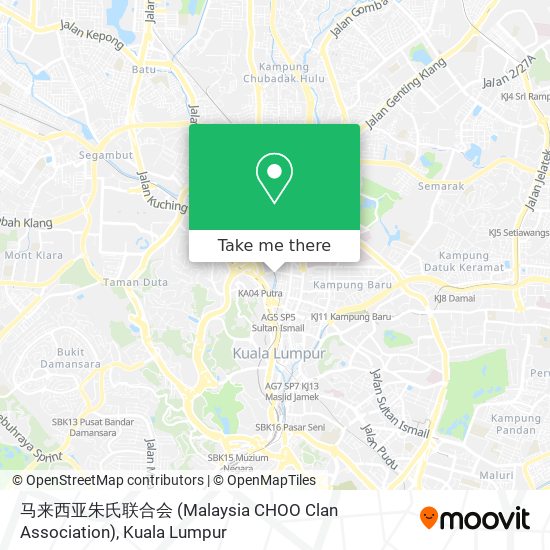 马来西亚朱氏联合会 (Malaysia CHOO Clan Association) map