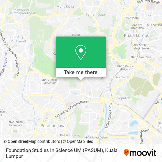 Foundation Studies In Science UM (PASUM) map