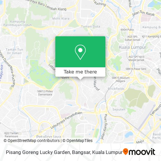 Peta Pisang Goreng Lucky Garden, Bangsar