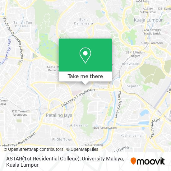 ASTAR(1st Residential College),  University Malaya map
