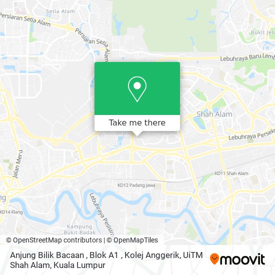 Anjung Bilik Bacaan , Blok A1 , Kolej Anggerik, UiTM Shah Alam map