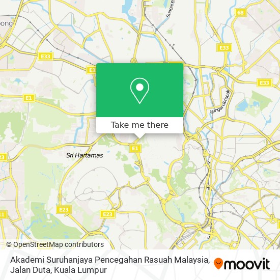 Akademi Suruhanjaya Pencegahan Rasuah Malaysia, Jalan Duta map