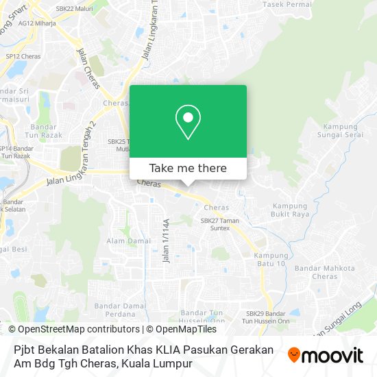 Peta Pjbt Bekalan Batalion Khas KLIA Pasukan Gerakan Am Bdg Tgh Cheras