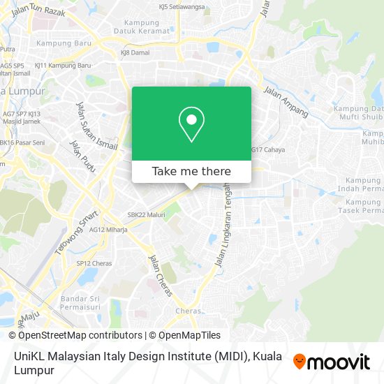 UniKL Malaysian Italy Design Institute (MIDI) map