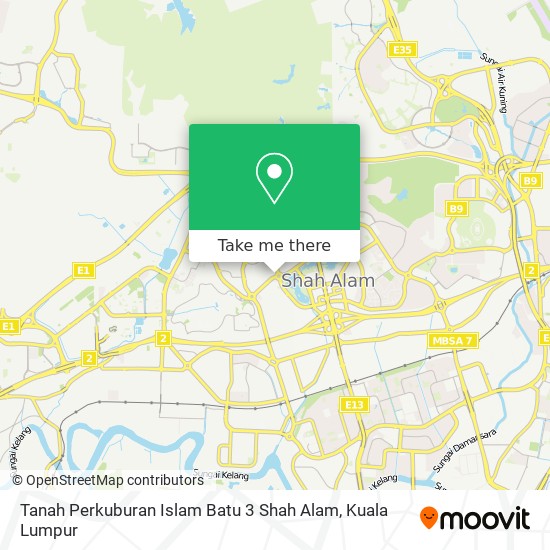 Tanah Perkuburan Islam Batu 3 Shah Alam map