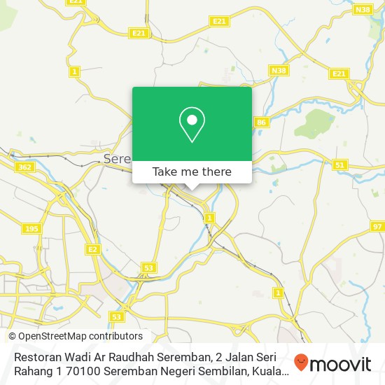 Peta Restoran Wadi Ar Raudhah Seremban, 2 Jalan Seri Rahang 1 70100 Seremban Negeri Sembilan