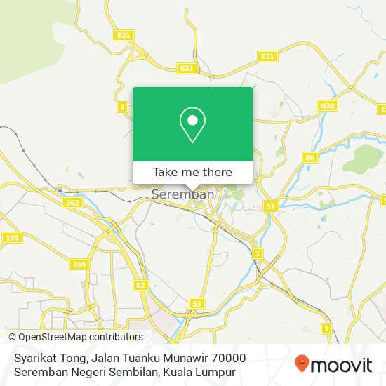 Peta Syarikat Tong, Jalan Tuanku Munawir 70000 Seremban Negeri Sembilan