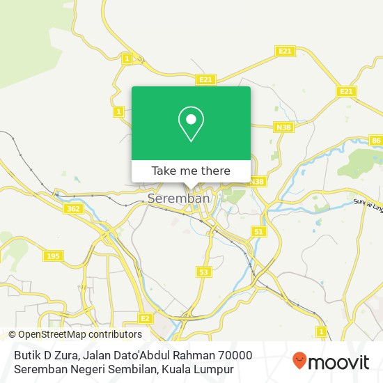 Butik D Zura, Jalan Dato'Abdul Rahman 70000 Seremban Negeri Sembilan map