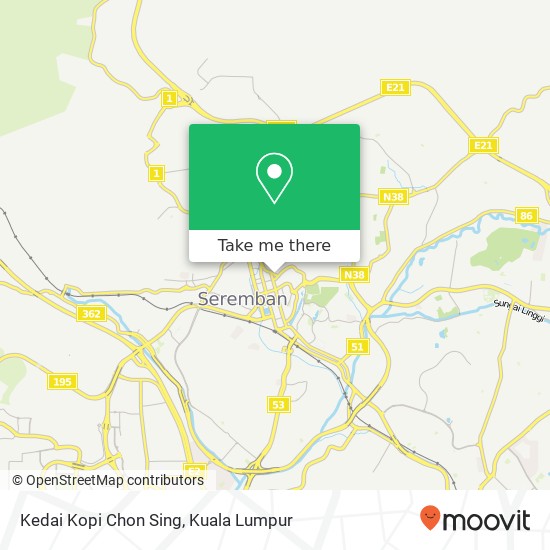 Peta Kedai Kopi Chon Sing, Jalan Kapitan Tam Yeong 70200 Seremban Negeri Sembilan