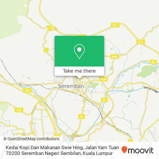 Kedai Kopi Dan Makanan Swie Hing, Jalan Yam Tuan 70200 Seremban Negeri Sembilan map