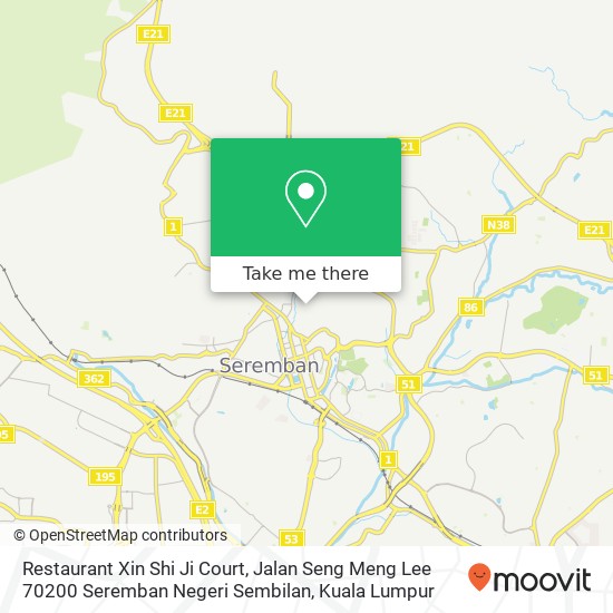 Peta Restaurant Xin Shi Ji Court, Jalan Seng Meng Lee 70200 Seremban Negeri Sembilan