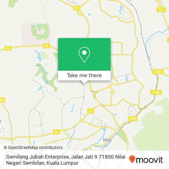 Peta Gemilang Jubah Enterprise, Jalan Jati 9 71800 Nilai Negeri Sembilan