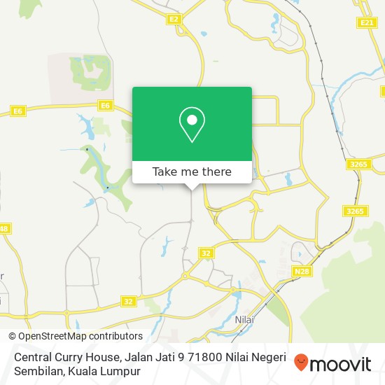 Peta Central Curry House, Jalan Jati 9 71800 Nilai Negeri Sembilan
