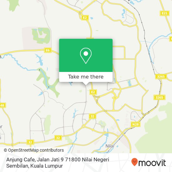 Peta Anjung Cafe, Jalan Jati 9 71800 Nilai Negeri Sembilan
