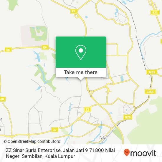 Peta ZZ Sinar Suria Enterprise, Jalan Jati 9 71800 Nilai Negeri Sembilan