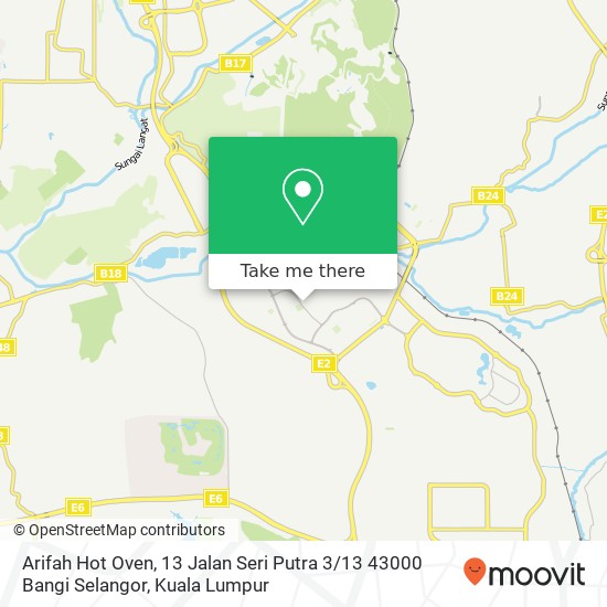 Peta Arifah Hot Oven, 13 Jalan Seri Putra 3 / 13 43000 Bangi Selangor