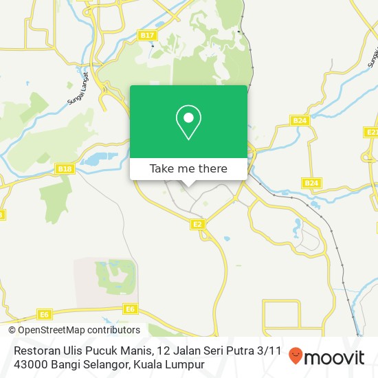 Peta Restoran Ulis Pucuk Manis, 12 Jalan Seri Putra 3 / 11 43000 Bangi Selangor