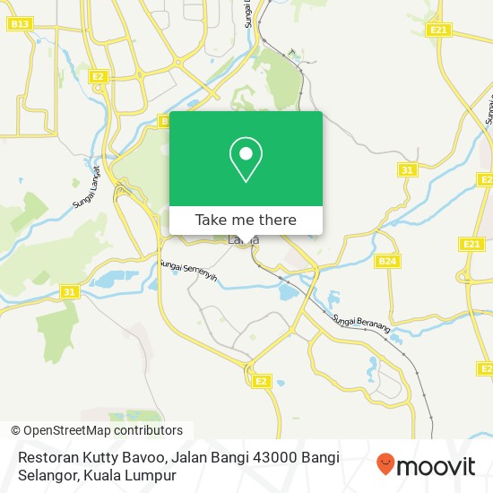 Peta Restoran Kutty Bavoo, Jalan Bangi 43000 Bangi Selangor