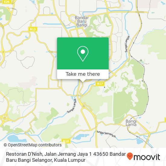 Peta Restoran D'Nish, Jalan Jernang Jaya 1 43650 Bandar Baru Bangi Selangor