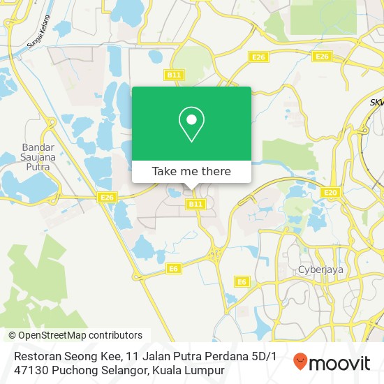 Peta Restoran Seong Kee, 11 Jalan Putra Perdana 5D / 1 47130 Puchong Selangor