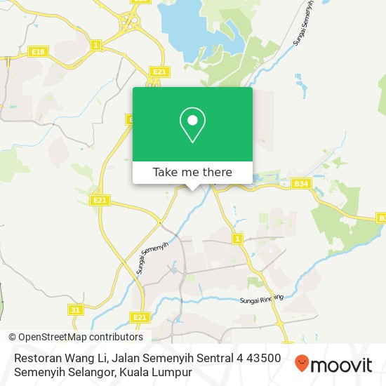 Peta Restoran Wang Li, Jalan Semenyih Sentral 4 43500 Semenyih Selangor