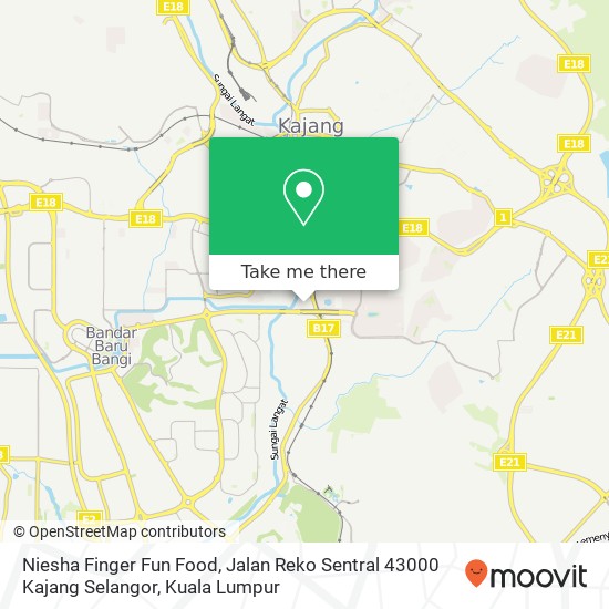 Peta Niesha Finger Fun Food, Jalan Reko Sentral 43000 Kajang Selangor