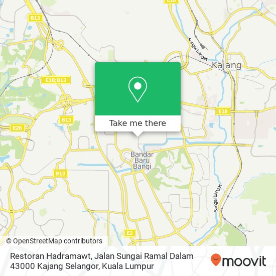 Peta Restoran Hadramawt, Jalan Sungai Ramal Dalam 43000 Kajang Selangor