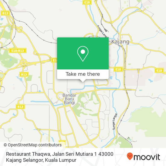 Peta Restaurant Thaqwa, Jalan Seri Mutiara 1 43000 Kajang Selangor