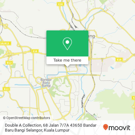 Peta Double A Collection, 68 Jalan 7 / 7A 43650 Bandar Baru Bangi Selangor