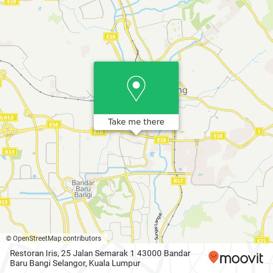 Peta Restoran Iris, 25 Jalan Semarak 1 43000 Bandar Baru Bangi Selangor
