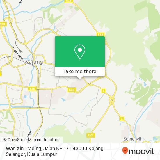 Wan Xin Trading, Jalan KP 1 / 1 43000 Kajang Selangor map