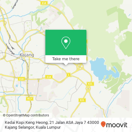 Peta Kedai Kopi Keng Heong, 21 Jalan ASA Jaya 7 43000 Kajang Selangor
