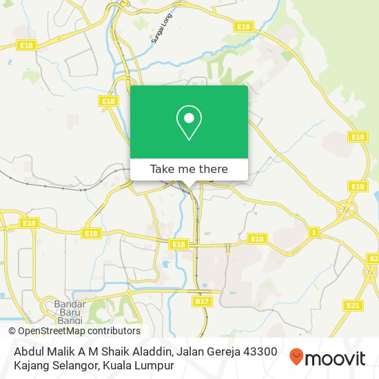 Peta Abdul Malik A M Shaik Aladdin, Jalan Gereja 43300 Kajang Selangor