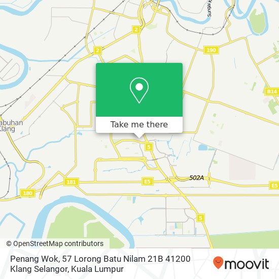 Peta Penang Wok, 57 Lorong Batu Nilam 21B 41200 Klang Selangor