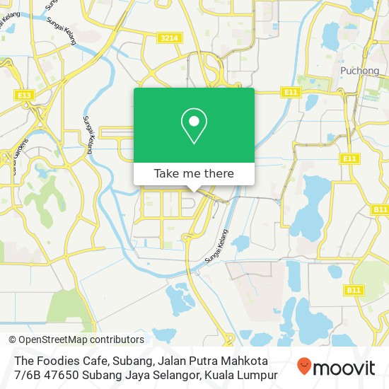 Peta The Foodies Cafe, Subang, Jalan Putra Mahkota 7 / 6B 47650 Subang Jaya Selangor