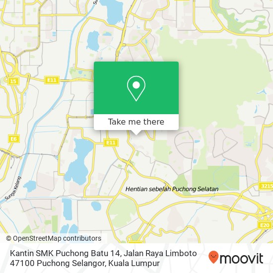 Peta Kantin SMK Puchong Batu 14, Jalan Raya Limboto 47100 Puchong Selangor