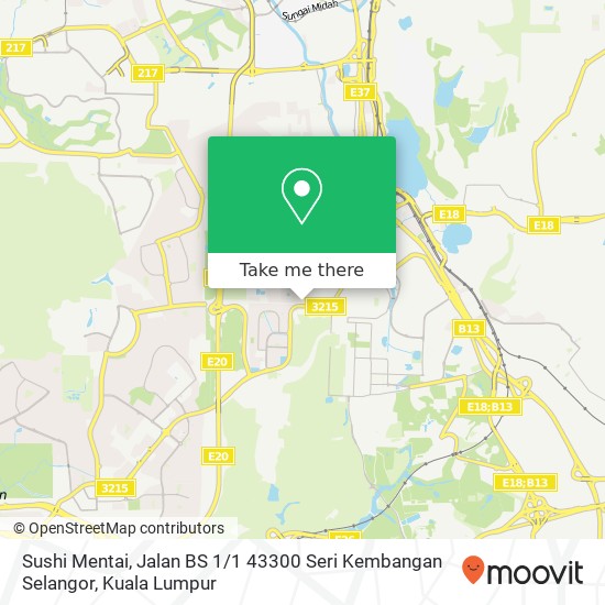Peta Sushi Mentai, Jalan BS 1 / 1 43300 Seri Kembangan Selangor