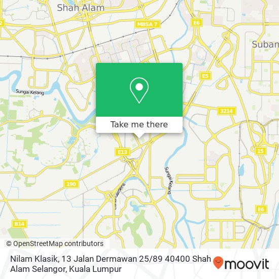 Peta Nilam Klasik, 13 Jalan Dermawan 25 / 89 40400 Shah Alam Selangor